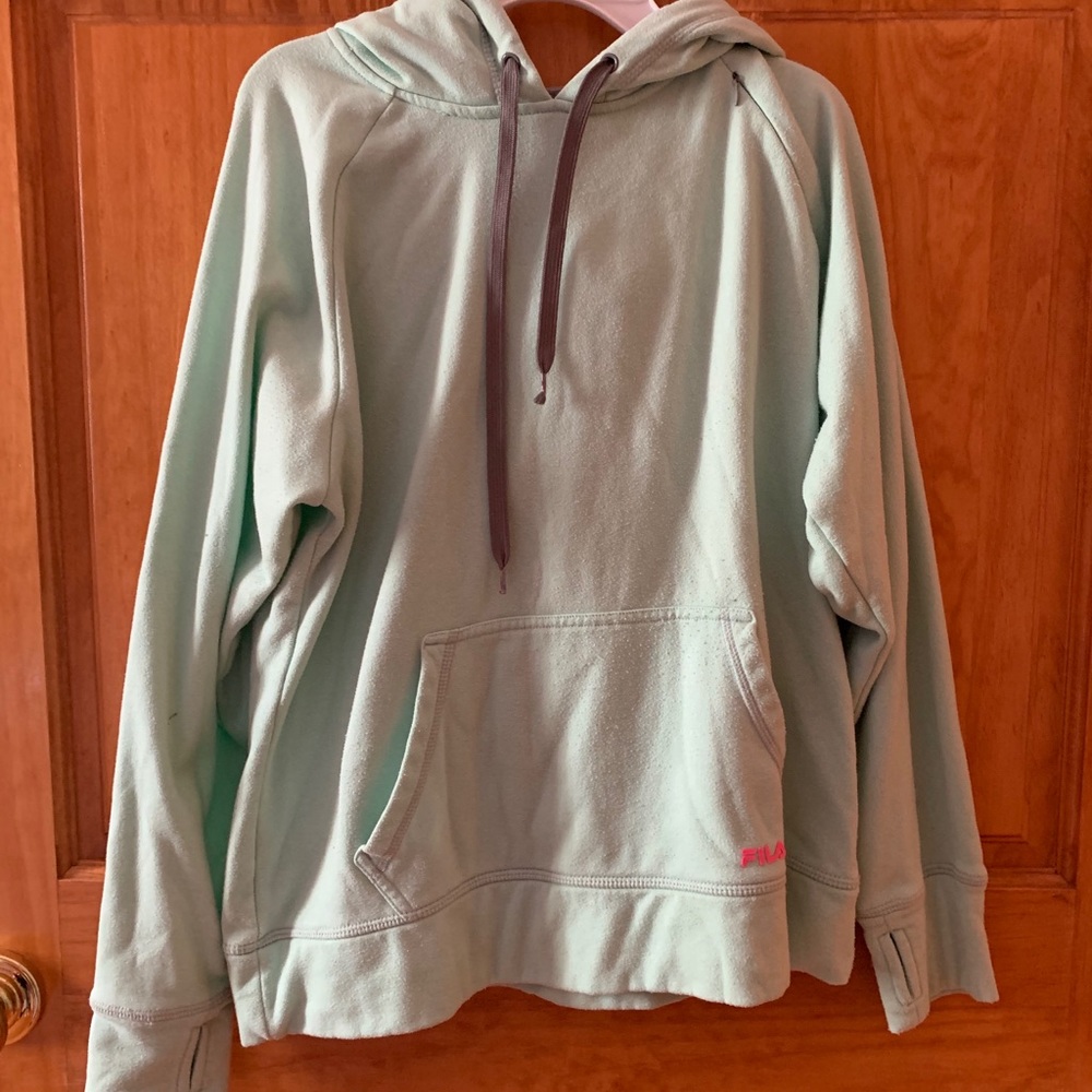 mint green Fila hoodie